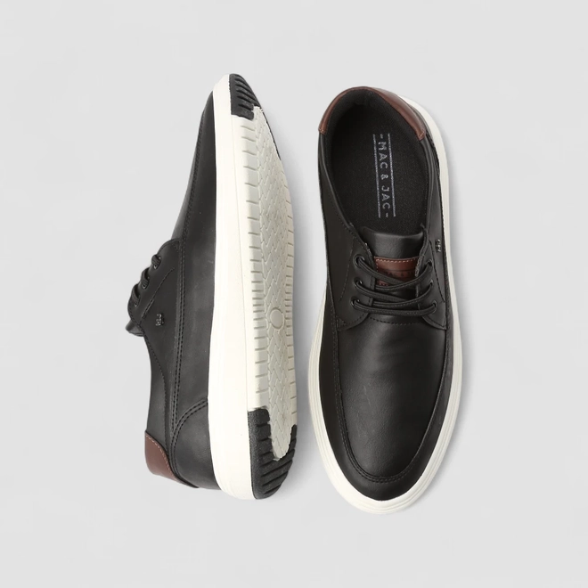 Sapatênis Mac & Jac Oxford Pespontos Elástico Preto