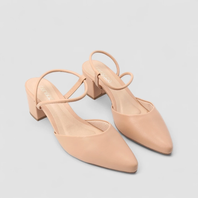 Scarpin Slingback Penélope Salto Médio Nude