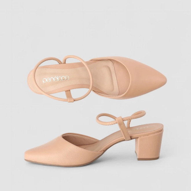 Scarpin Slingback Penélope Salto Médio Nude