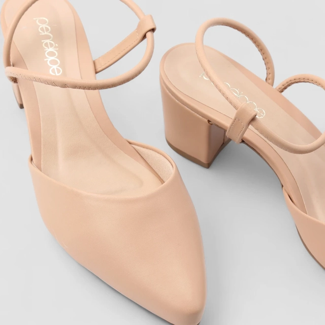 Scarpin Slingback Penélope Salto Médio Nude