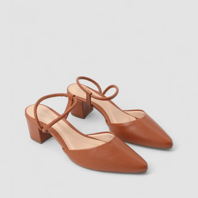 Scarpin Slingback Feminino Penélope Salto Bloco Caramelo