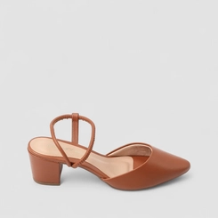 Scarpin Slingback Feminino Penélope Salto Bloco Caramelo