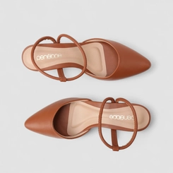 Scarpin Slingback Feminino Penélope Salto Bloco Caramelo