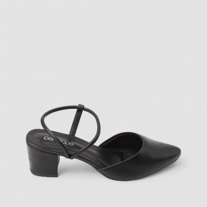 Scarpin Slingback Feminino Penélope Salto Bloco Preto
