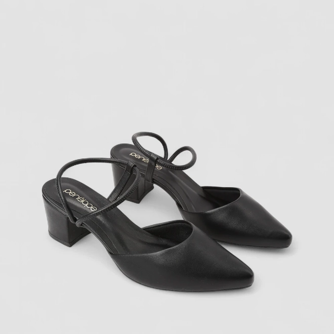 Scarpin Slingback Feminino Penélope Salto Bloco Preto