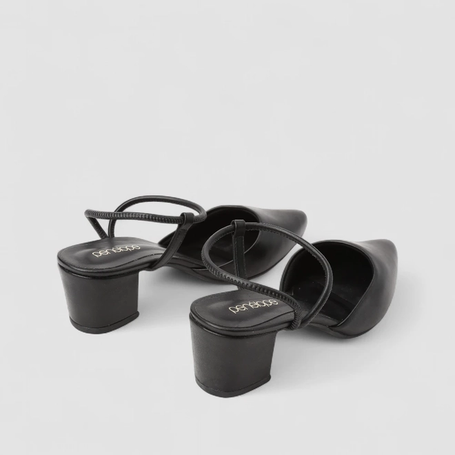 Scarpin Slingback Feminino Penélope Salto Bloco Preto