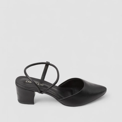 Scarpin Slingback Feminino Penélope Salto Bloco Preto