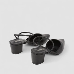 Scarpin Slingback Feminino Penélope Salto Bloco Preto