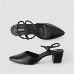 Scarpin Slingback Feminino Penélope Salto Bloco Preto