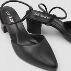 Scarpin Slingback Feminino Penélope Salto Bloco Preto