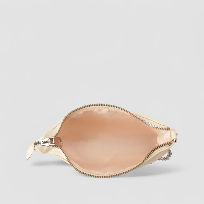 Bolsa Transversal Penélope Pequena Alça Corrente Trama Off White