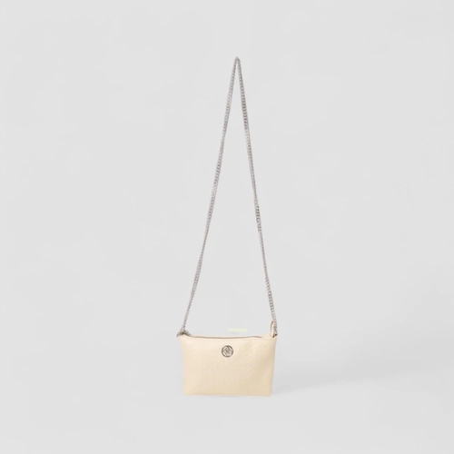 Bolsa Transversal Penélope Pequena Alça Corrente Trama Off White