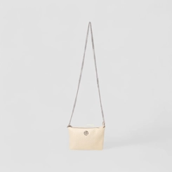 Bolsa Transversal Penélope Pequena Alça Corrente Trama Off White