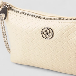 Bolsa Transversal Penélope Pequena Alça Corrente Trama Off White