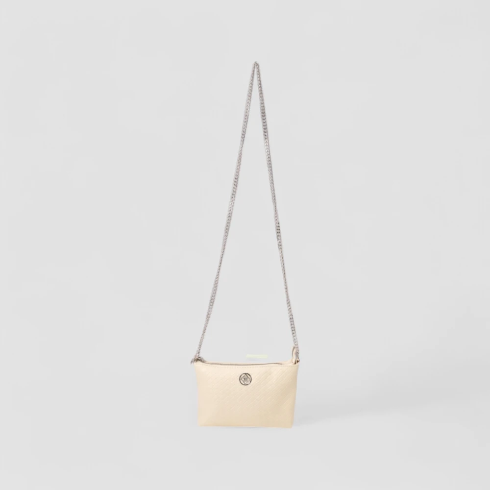 Bolsa Transversal Penélope Pequena Alça Corrente Trama Off White