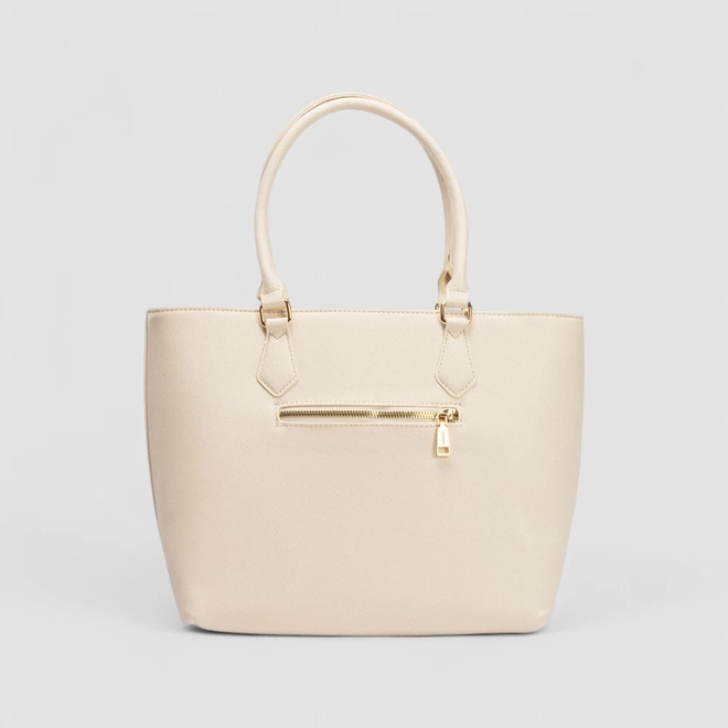 Bolsa Shopping Bag Gabriela Grande Com Carteira Texturizada Off White