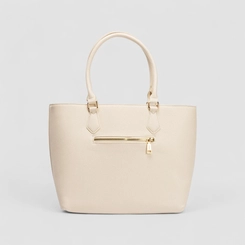 Bolsa Shopping Bag Gabriela Grande Com Carteira Texturizada Off White
