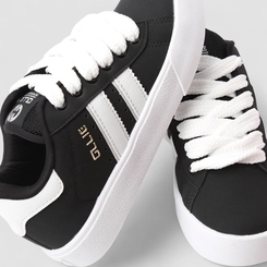Tênis Ollie Originals Space 2 Flatform Feminino Listras Holográfico Preto