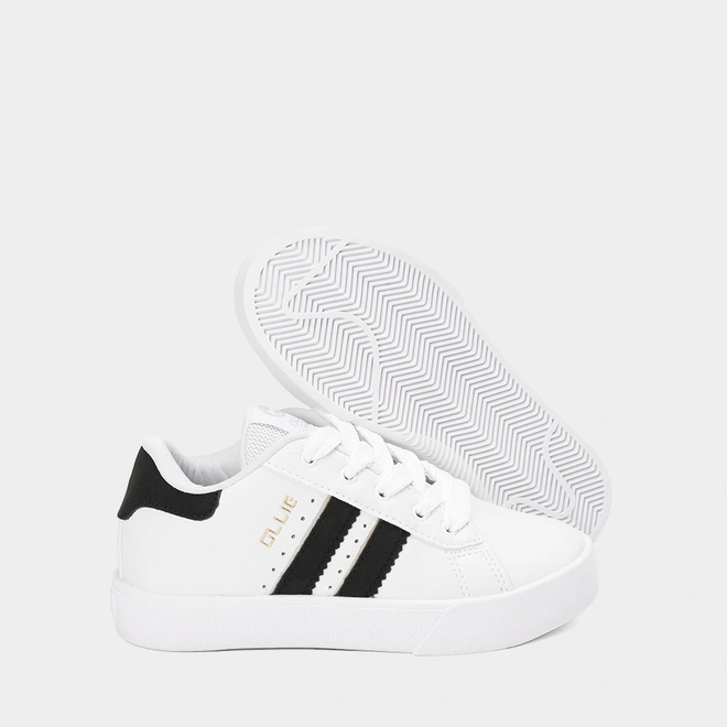 Tênis Casual Feminino Ollie Originals Space 2 Flatform Listras Holográfico Branco