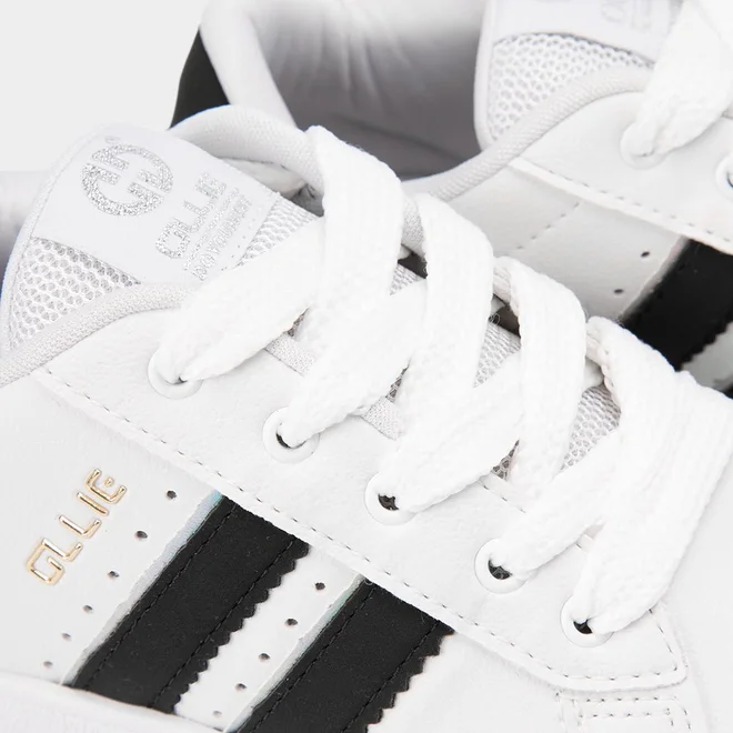 Tênis Casual Feminino Ollie Originals Space 2 Flatform Listras Holográfico Branco