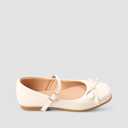 Sapatilha Boneca Infantil Gabrielinha Detalhe Laço Verniz Off White