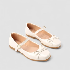 Sapatilha Boneca Infantil Gabrielinha Detalhe Laço Verniz Off White