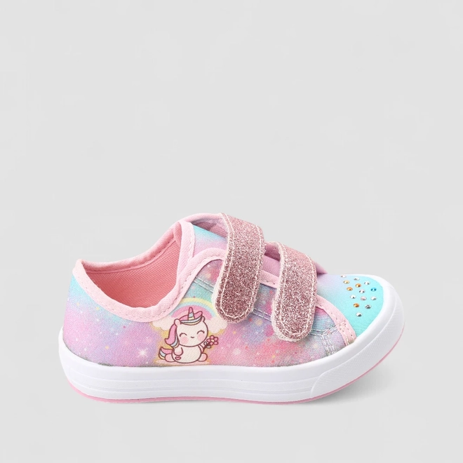 Tênis Infantil Gabrielinha Baby Unicórnio Strass Multicolor Glitter Azul