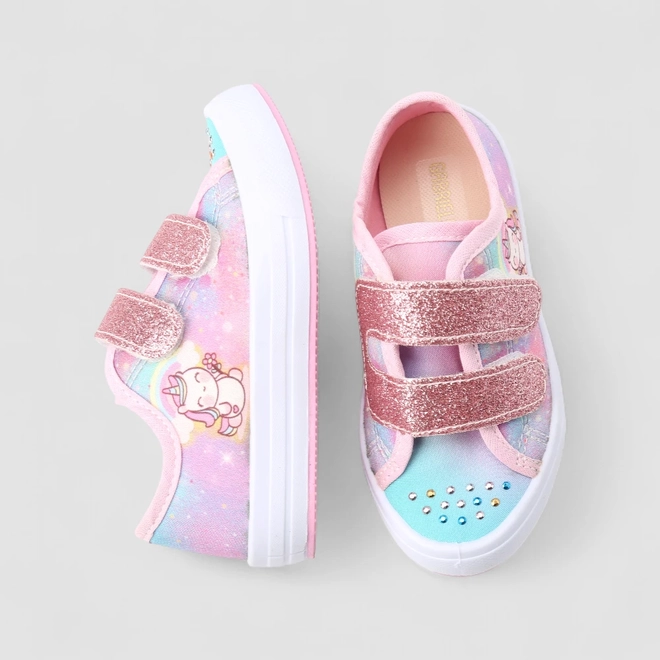 Tênis Infantil Gabrielinha Baby Unicórnio Strass Multicolor Glitter Azul