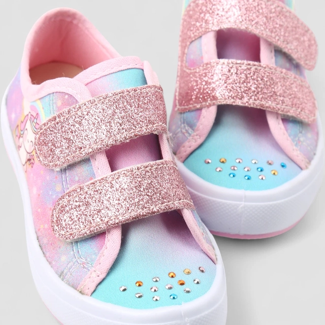 Tênis Infantil Gabrielinha Baby Unicórnio Strass Multicolor Glitter Azul