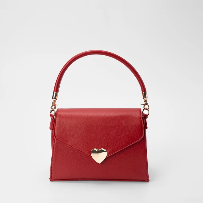 Bolsa Satchel Gabriela Alça Removível Coração Metal Vermelho