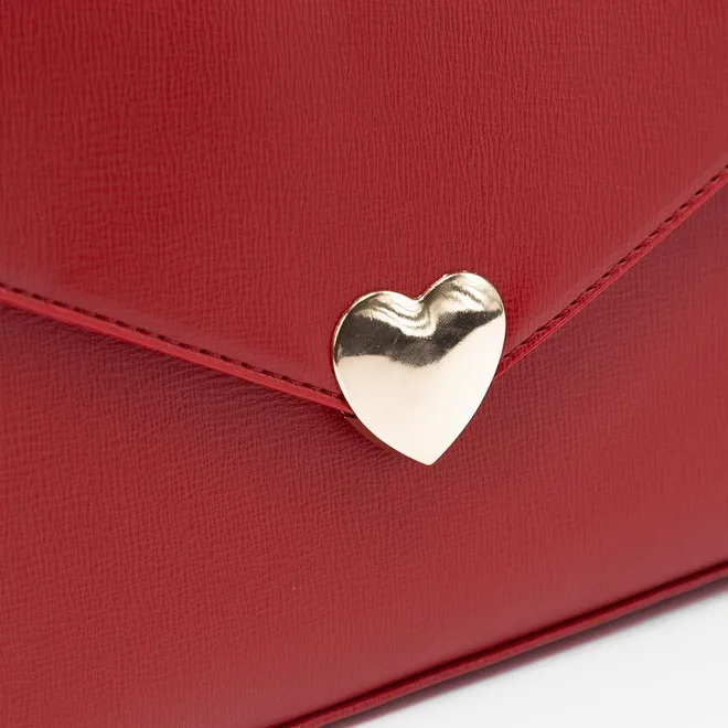 Bolsa Satchel Gabriela Alça Removível Coração Metal Vermelho
