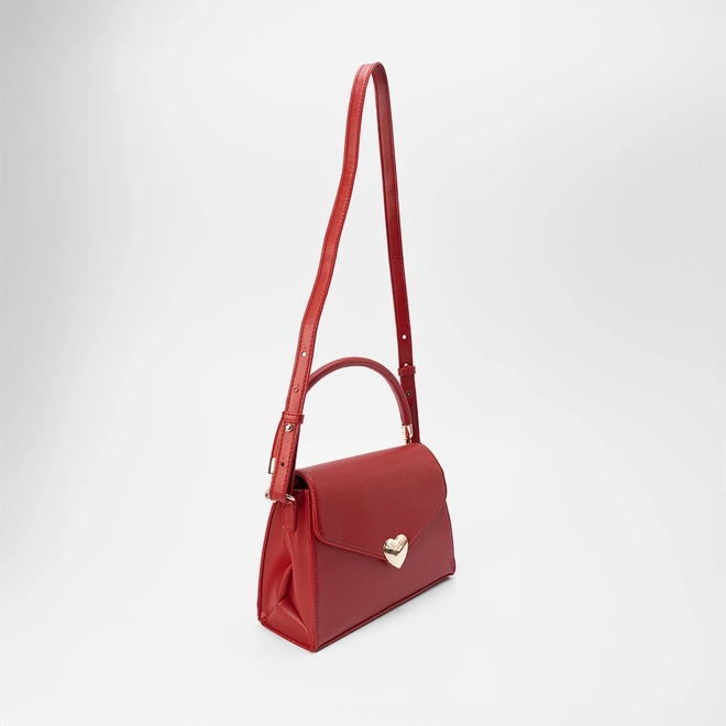 Bolsa Satchel Gabriela Alça Removível Coração Metal Vermelho