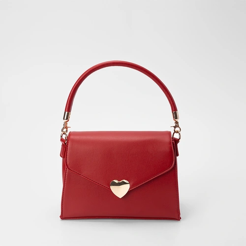 Bolsa Satchel Gabriela Alça Removível Coração Metal Vermelho