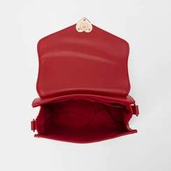 Bolsa Satchel Gabriela Alça Removível Coração Metal Vermelho