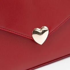 Bolsa Satchel Gabriela Alça Removível Coração Metal Vermelho