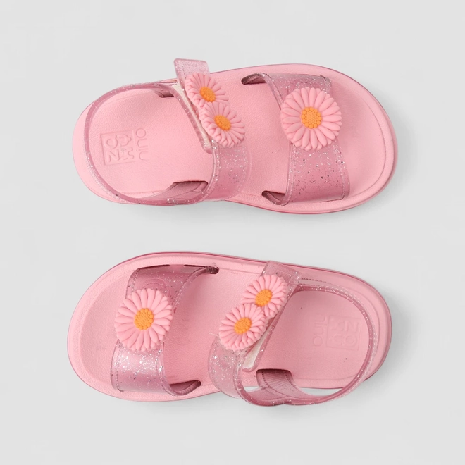 Sandália Papete Infantil Zaxy Nina Flower Flatform Glitter Rosa