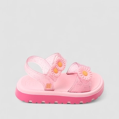 Sandália Papete Infantil Zaxy Nina Flower Flatform Glitter Rosa