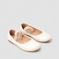 Sapatilha Boneca Infantil Gabrielinha Tira Elástico Verniz Off White