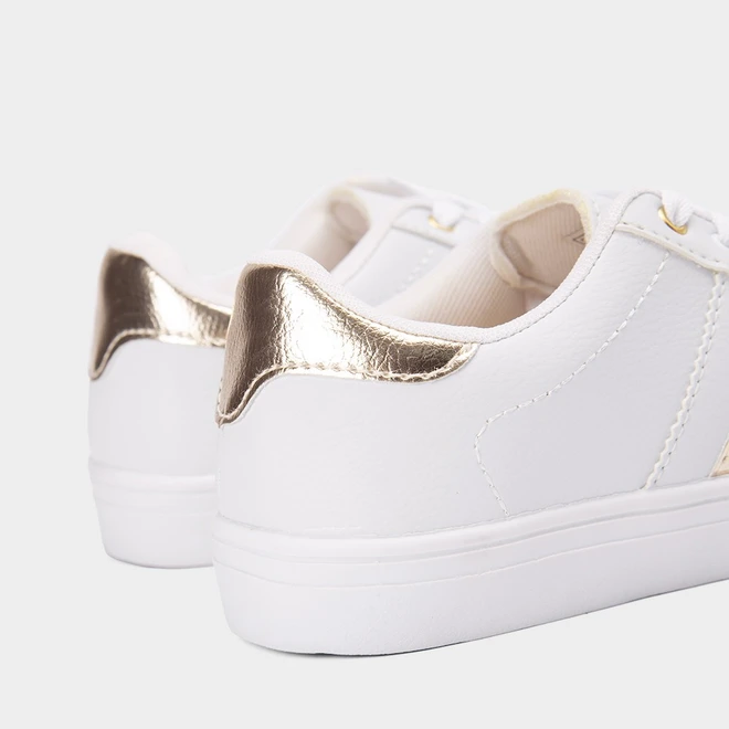 Tênis Penélope Casual Feminino Detalhe Recortes Metalizados Branco