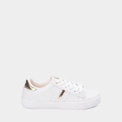 Tênis Penélope Casual Feminino Detalhe Recortes Metalizados Branco