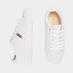 Tênis Penélope Casual Feminino Detalhe Recortes Metalizados Branco