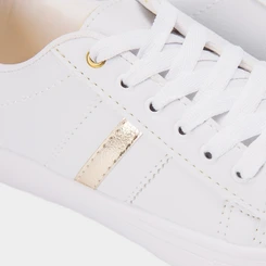Tênis Penélope Casual Feminino Detalhe Recortes Metalizados Branco