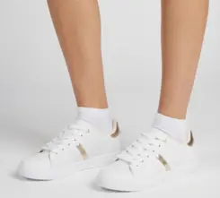 Tênis Penélope Casual Feminino Detalhe Recortes Metalizados Branco