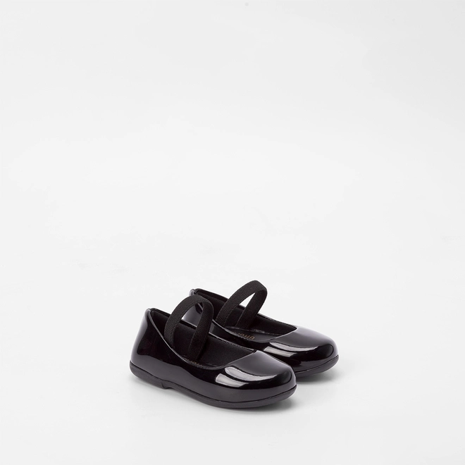 Sapatilha Boneca Baby Gabrielinha Elástico Verniz Preto