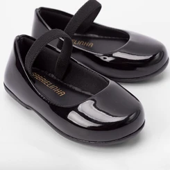 Sapatilha Boneca Baby Gabrielinha Elástico Verniz Preto