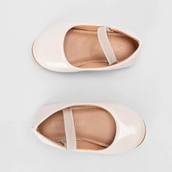Sapatilha Boneca Bebê Gabrielinha Elástico Verniz Off White