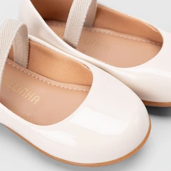 Sapatilha Boneca Bebê Gabrielinha Elástico Verniz Off White