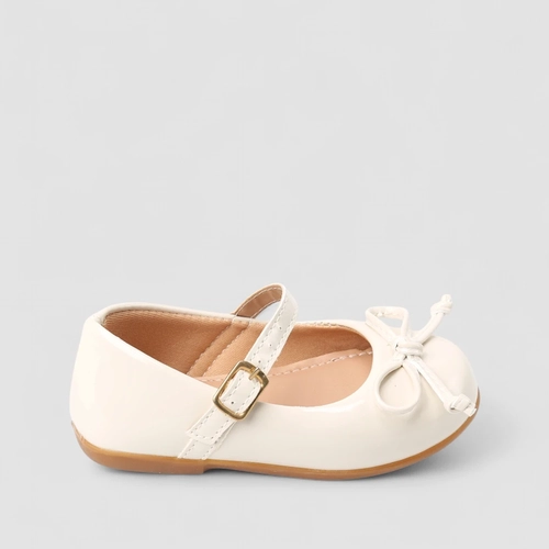 Sapatilha Boneca Bebê Gabrielinha Detalhe Laço Verniz Off White