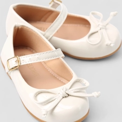 Sapatilha Boneca Bebê Gabrielinha Detalhe Laço Verniz Off White