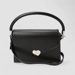 Bolsa Transversal Média Feminina Gabriela Detalhe Coração Preto
